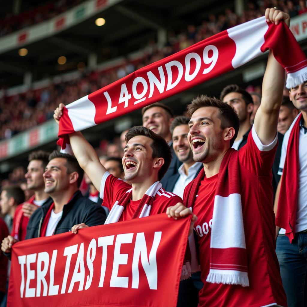 Fans von Bayer Leverkusen im Stadion am 5.5.19