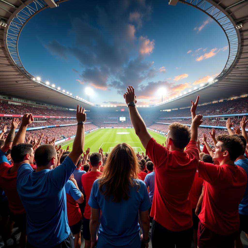 Fans von Bayer Leverkusen und Union Berlin im Stadion