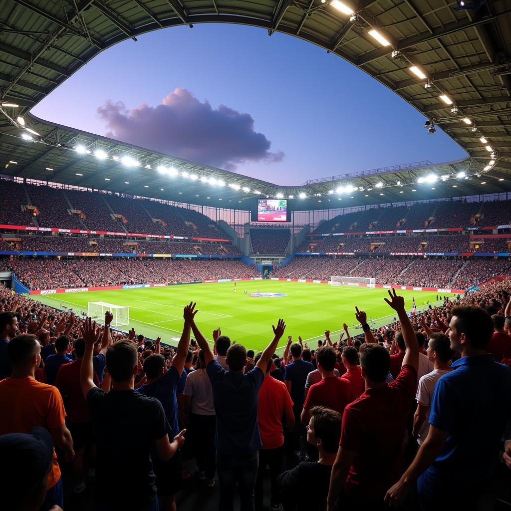 Fans von Leverkusen und Schalke im Stadion