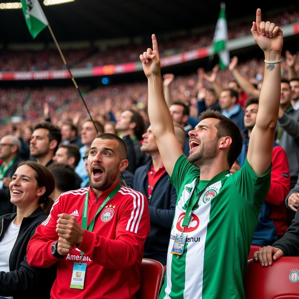 Fans von Bayer Leverkusen und Werder Bremen im Stadion