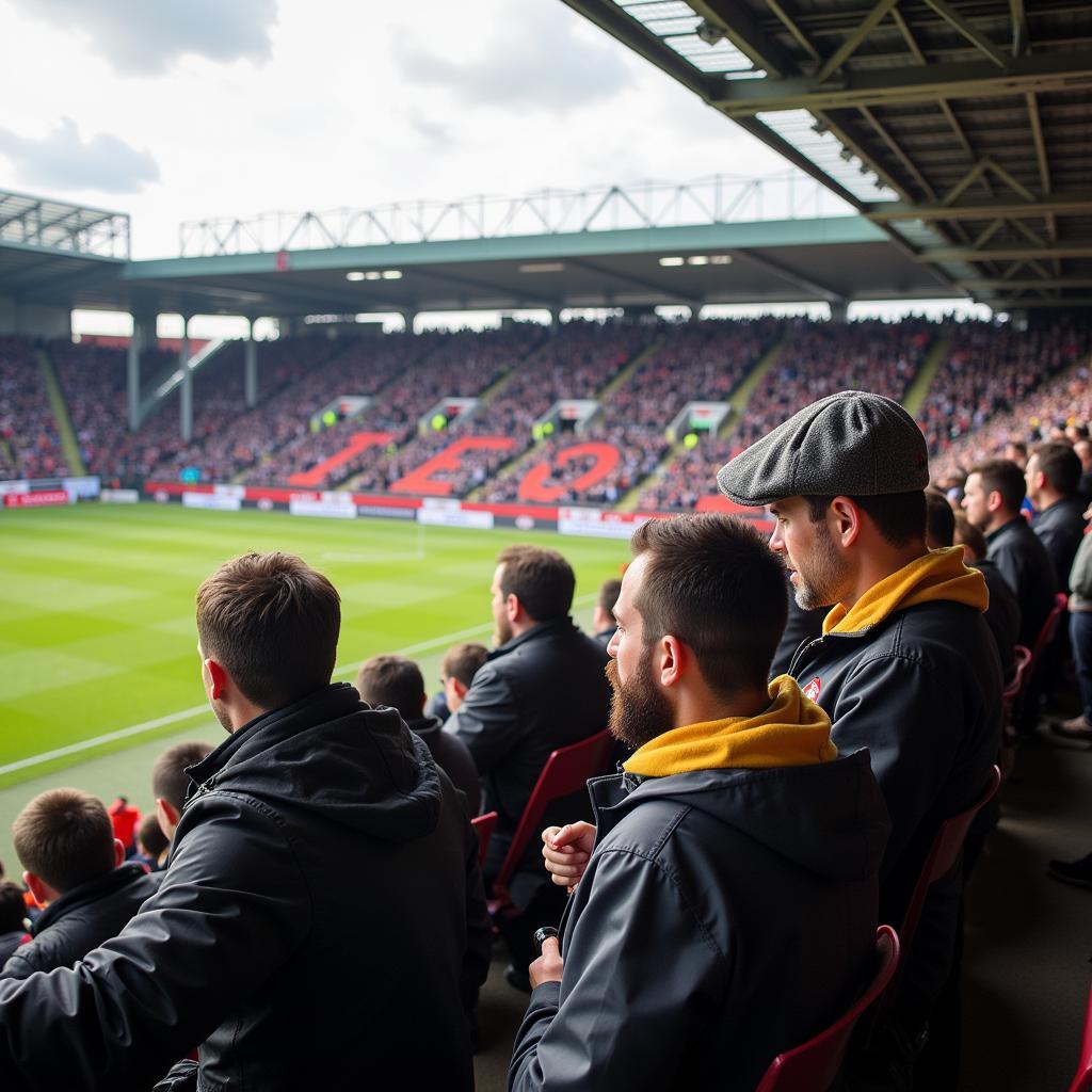 Fans im Ulrich-Haberland-Stadion in Leverkusen