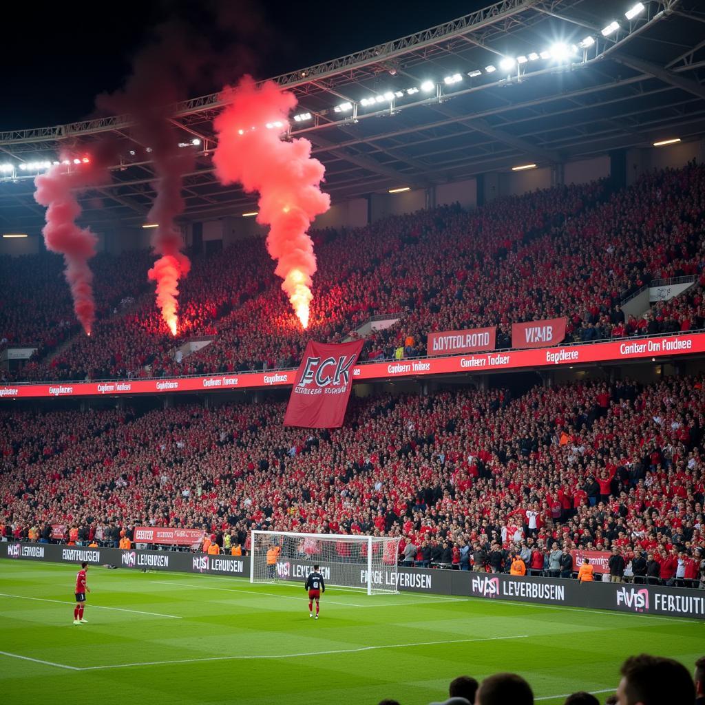 FCK Bayer Leverkusen Fan-Atmosphäre - Leidenschaftliche Fans und beeindruckende Stimmung im Stadion