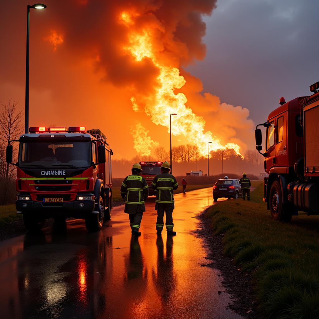 Feuer im Chempark Leverkusen: Einsatzkräfte vor Ort