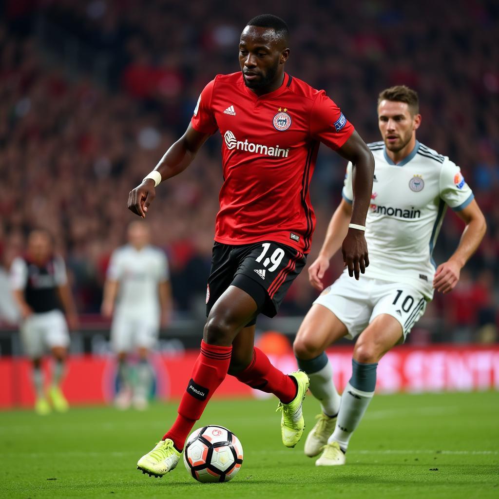 Frimpong im Heimtrikot von Bayer Leverkusen in der BayArena.