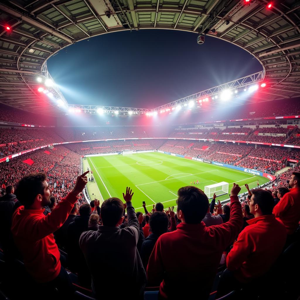 Fans im Stadion beim Köln-Leverkusen Spiel 2024.