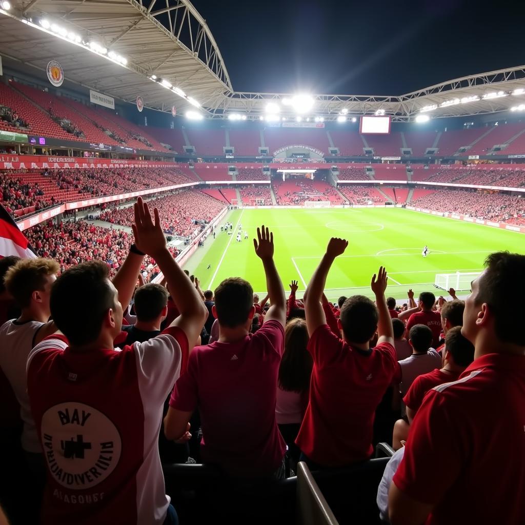 Fußballfans in der BayArena am 5. Mai