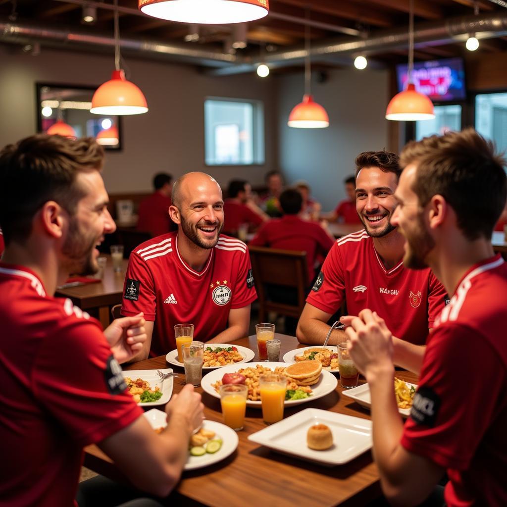 Fußballfans im Restaurant in Leverkusen Schlebusch