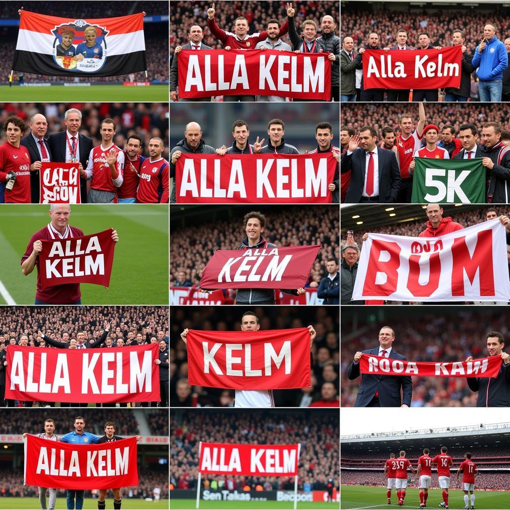 Historische Fotos von Leverkusen Fans mit Alla Kelm Bannern