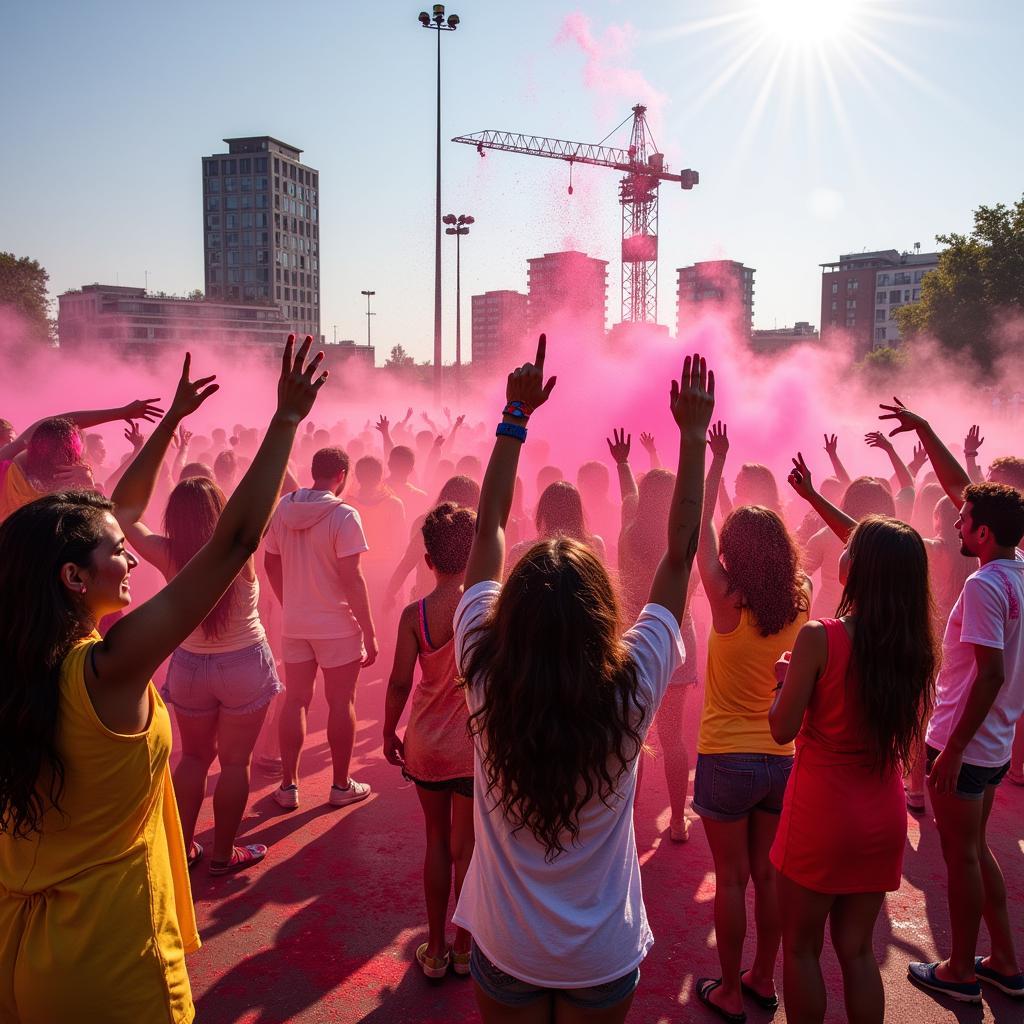 Feierlichkeiten zum Holi Festival in Leverkusen