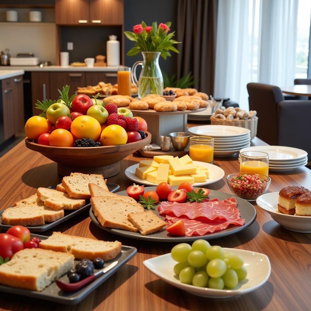 Reichhaltiges Frühstücksbuffet in einem Leverkusener Hotel