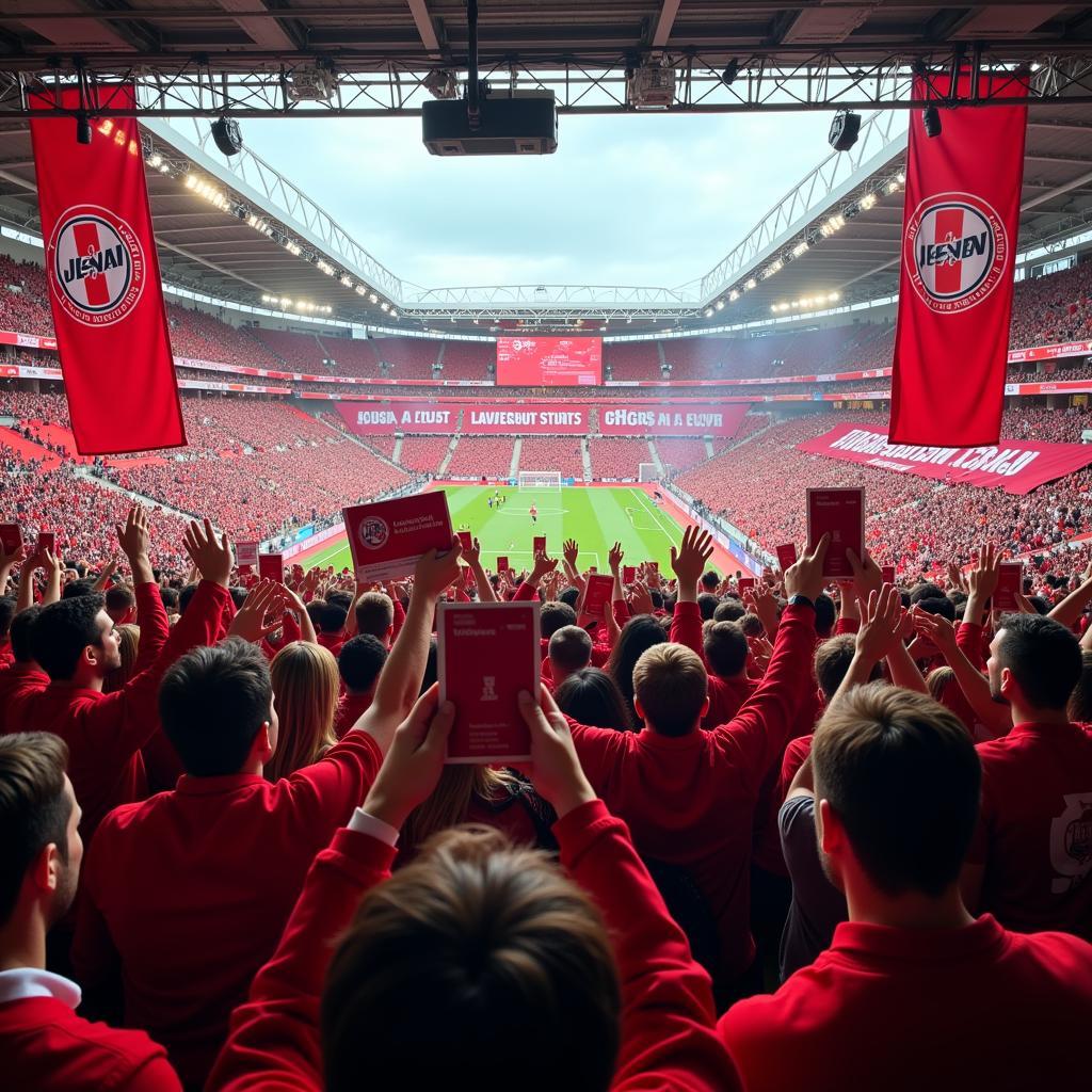 Fans mit Jena Leverkusen Tickets betreten das Stadion