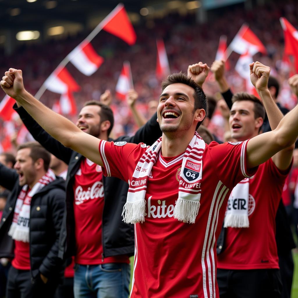 Bayer 04 Leverkusen Fans feiern am Katzberg