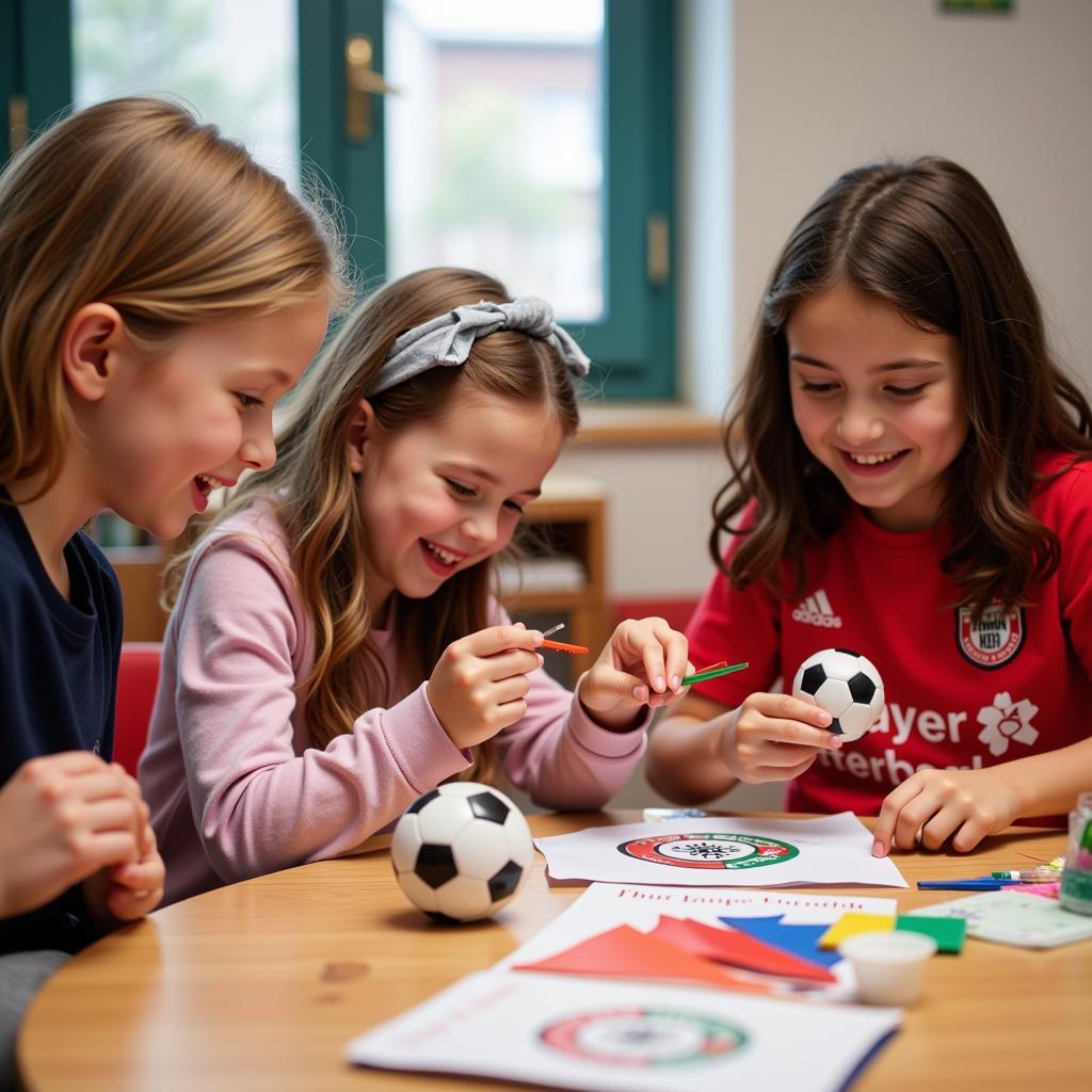 Kinder basteln Werkself Fanartikel in Leverkusen Schlebusch