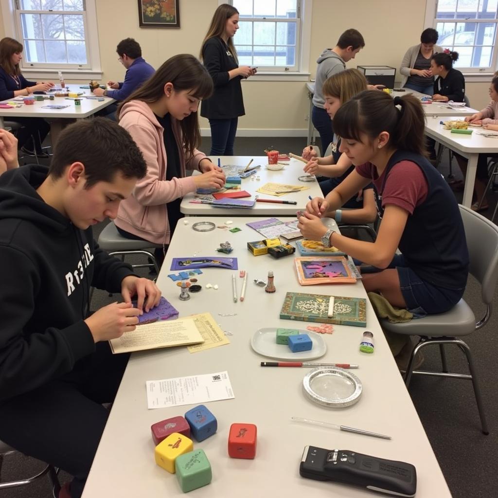 Kreative Inspiration in Leverkusen Wiesdorf: Eine Gruppe von Menschen nimmt an einem Bastelworkshop teil.