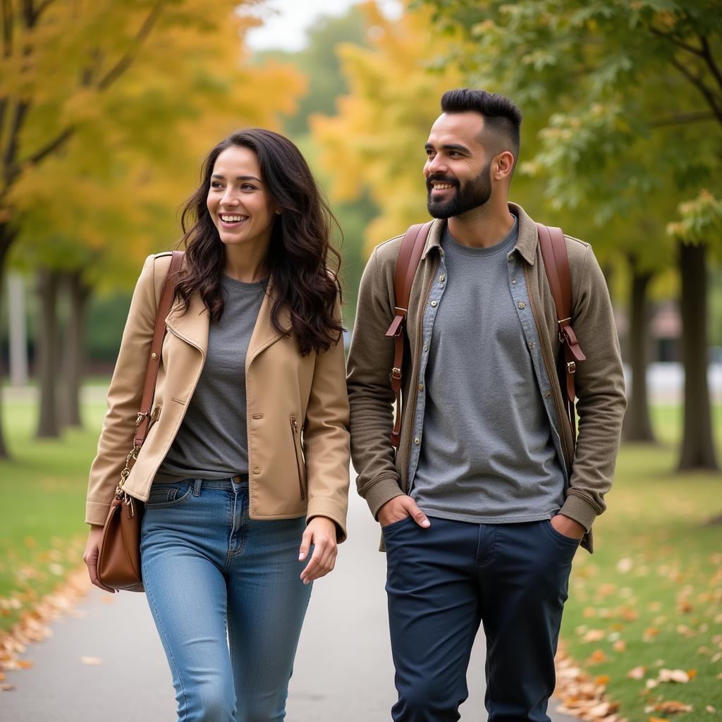 Leon Bailey und Stephanie Hope bei einem gemeinsamen Spaziergang.