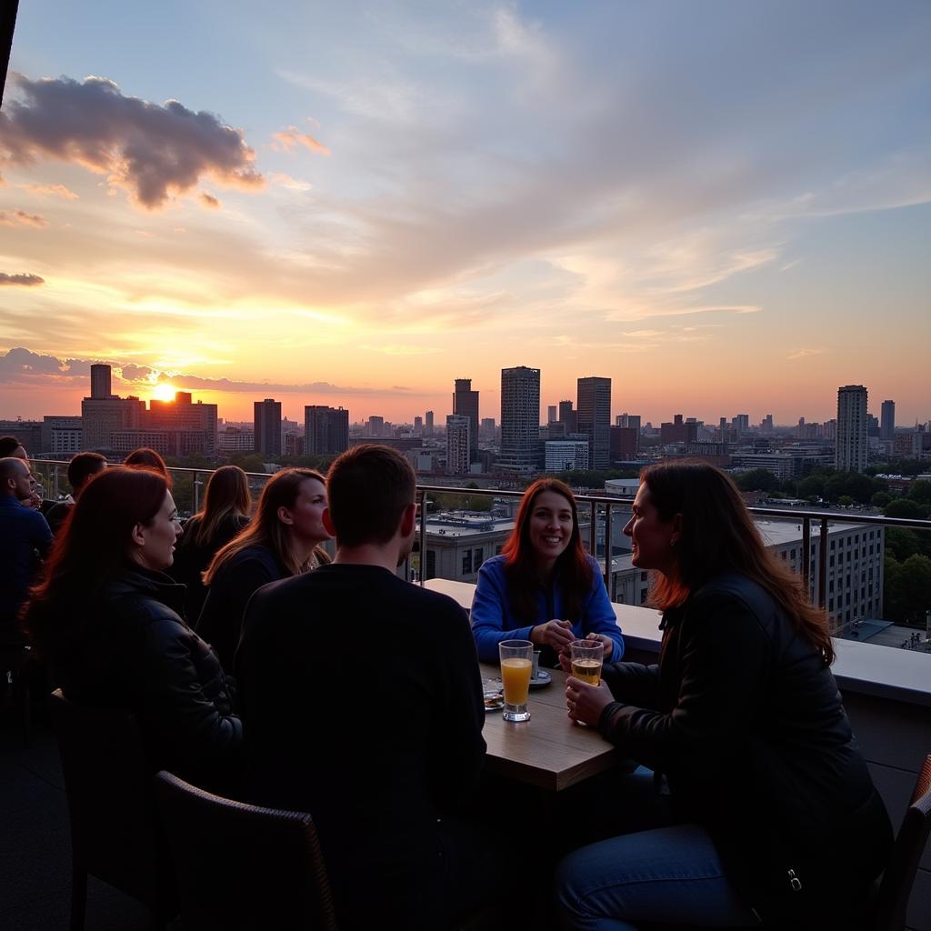 Aussicht von einer Dachterrassenbar in Leverkusen