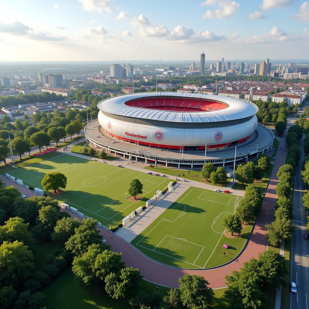 Die BayArena in der Nähe des Büchelter Hofs