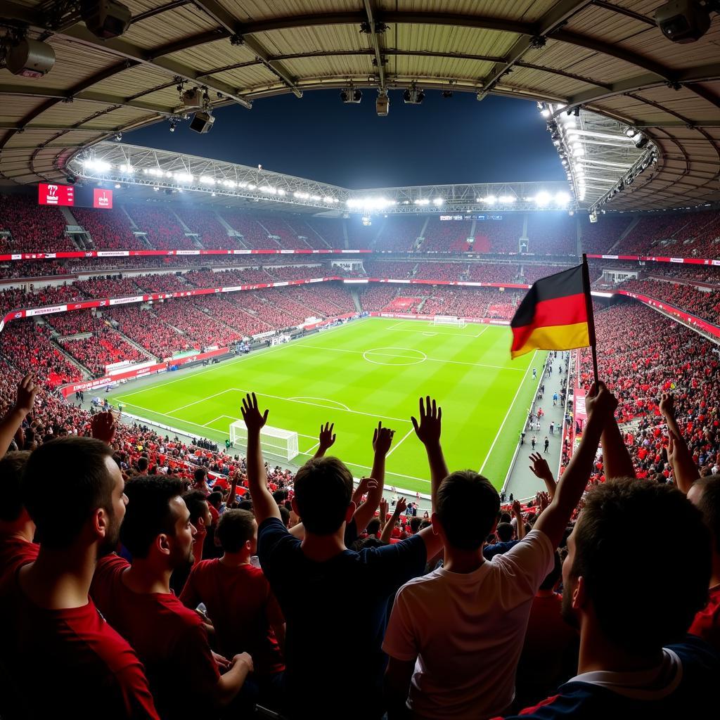 Leverkusen und Bayern Fans im Stadion