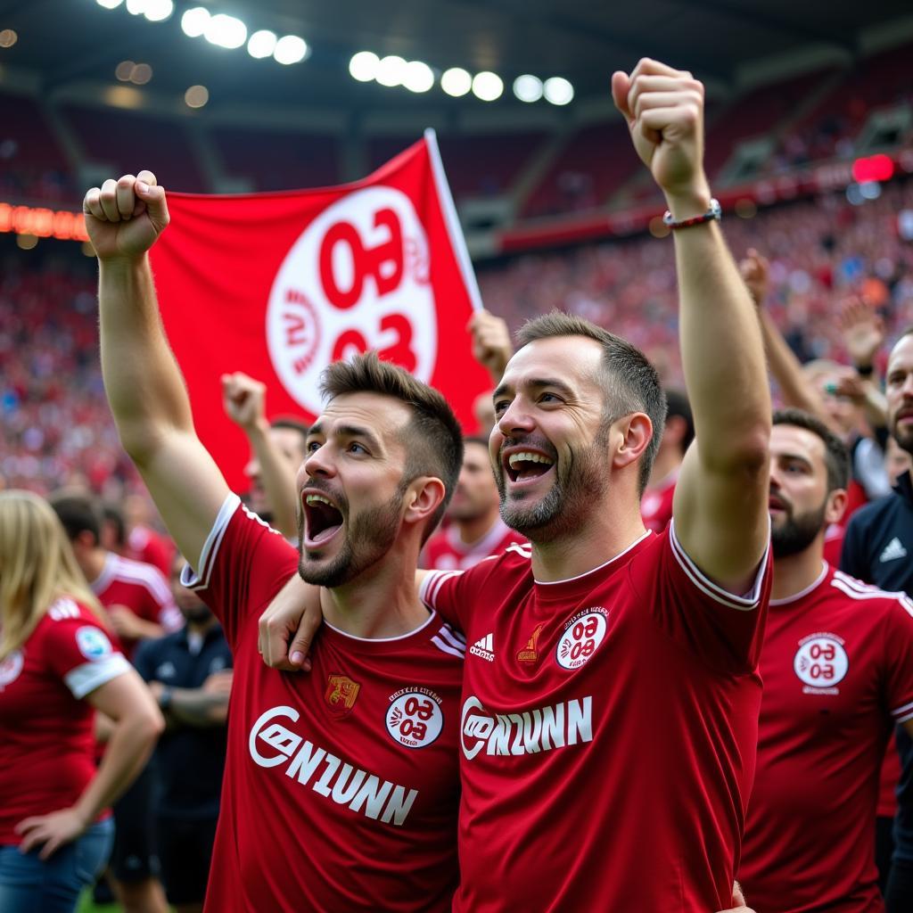 Leverkusen Fans feiern den Einzug in die Europa League