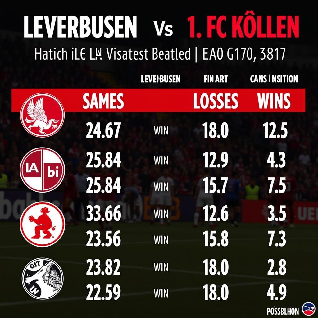 Head-to-Head Statistik von Bayer 04 Leverkusen gegen 1. FC Köln