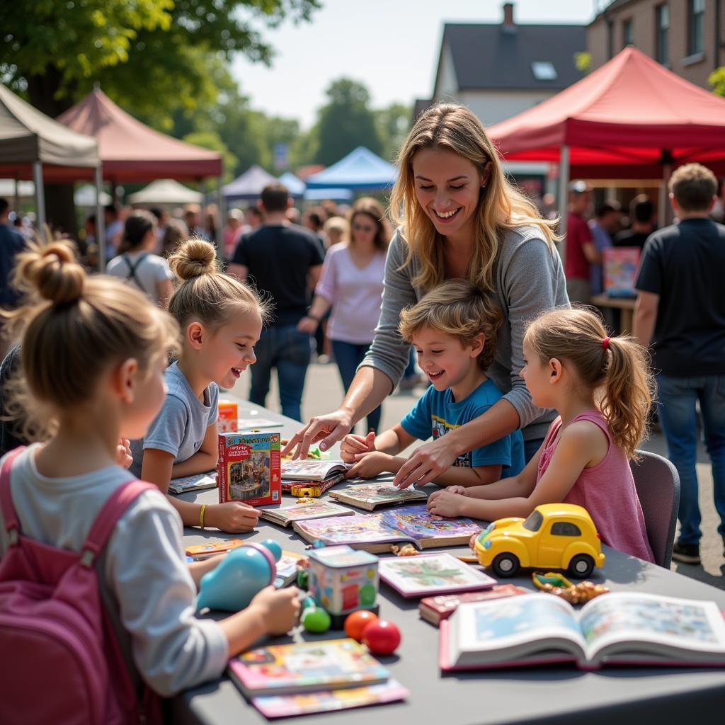 Familien verbringen einen schönen Tag auf dem Leverkusen Flohmarkt.