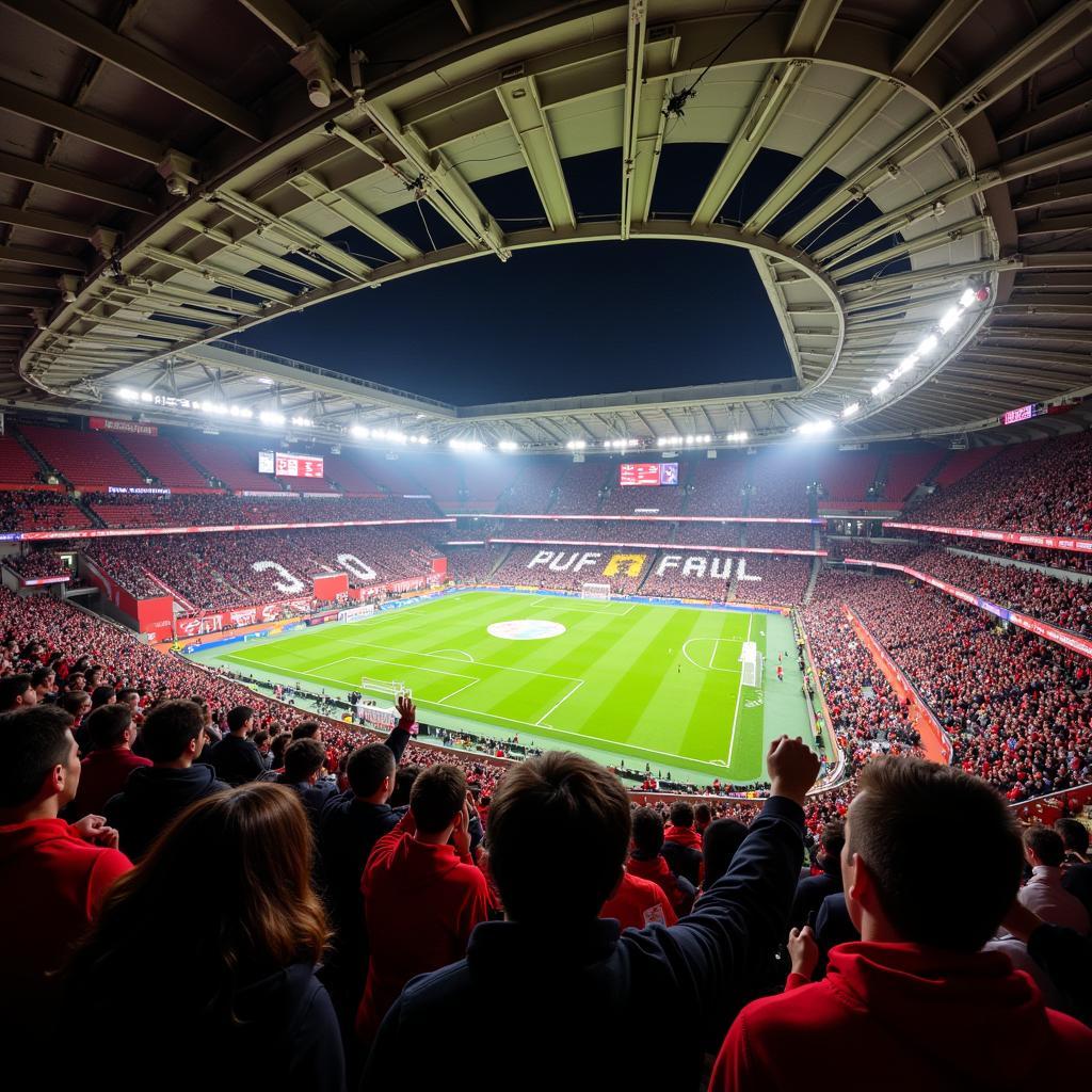 Fans von Bayer Leverkusen und Juventus Turin in der BayArena