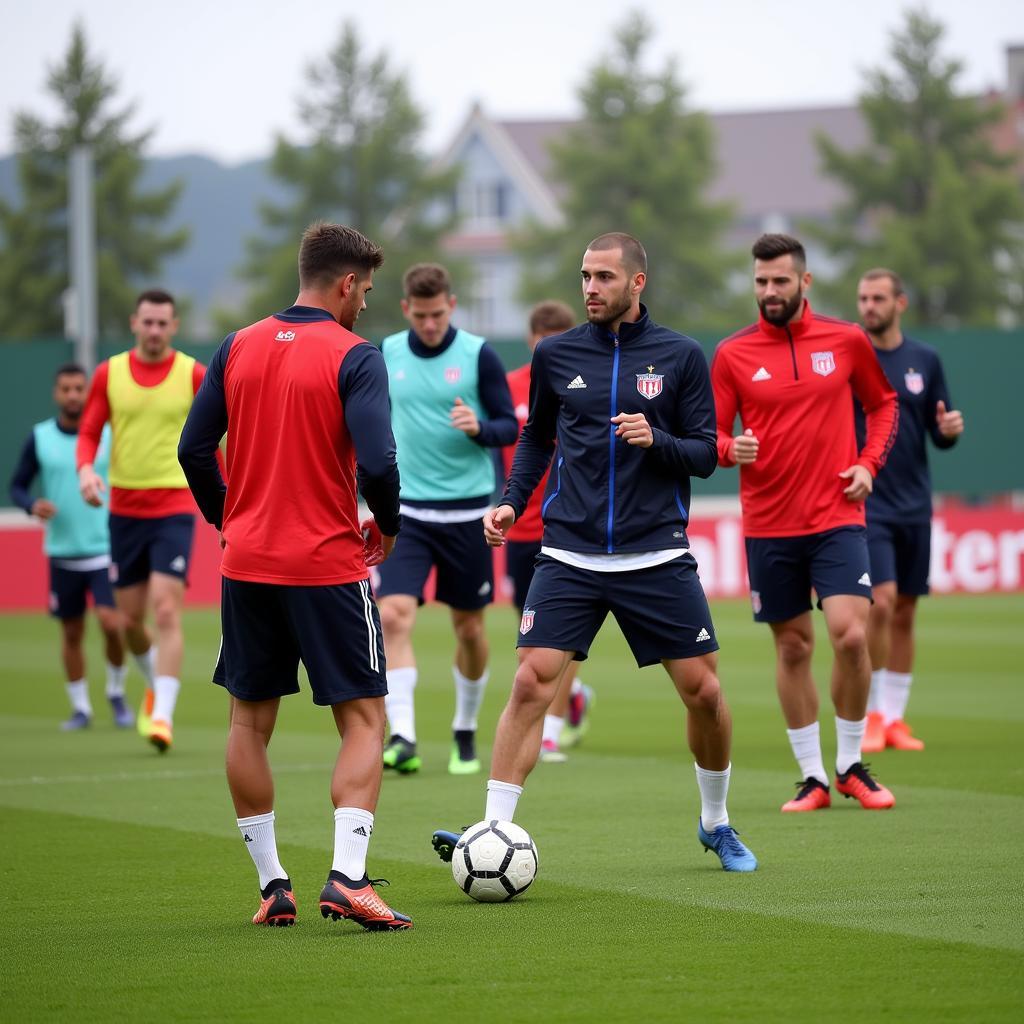 Leverkusen Mannschaft beim Training