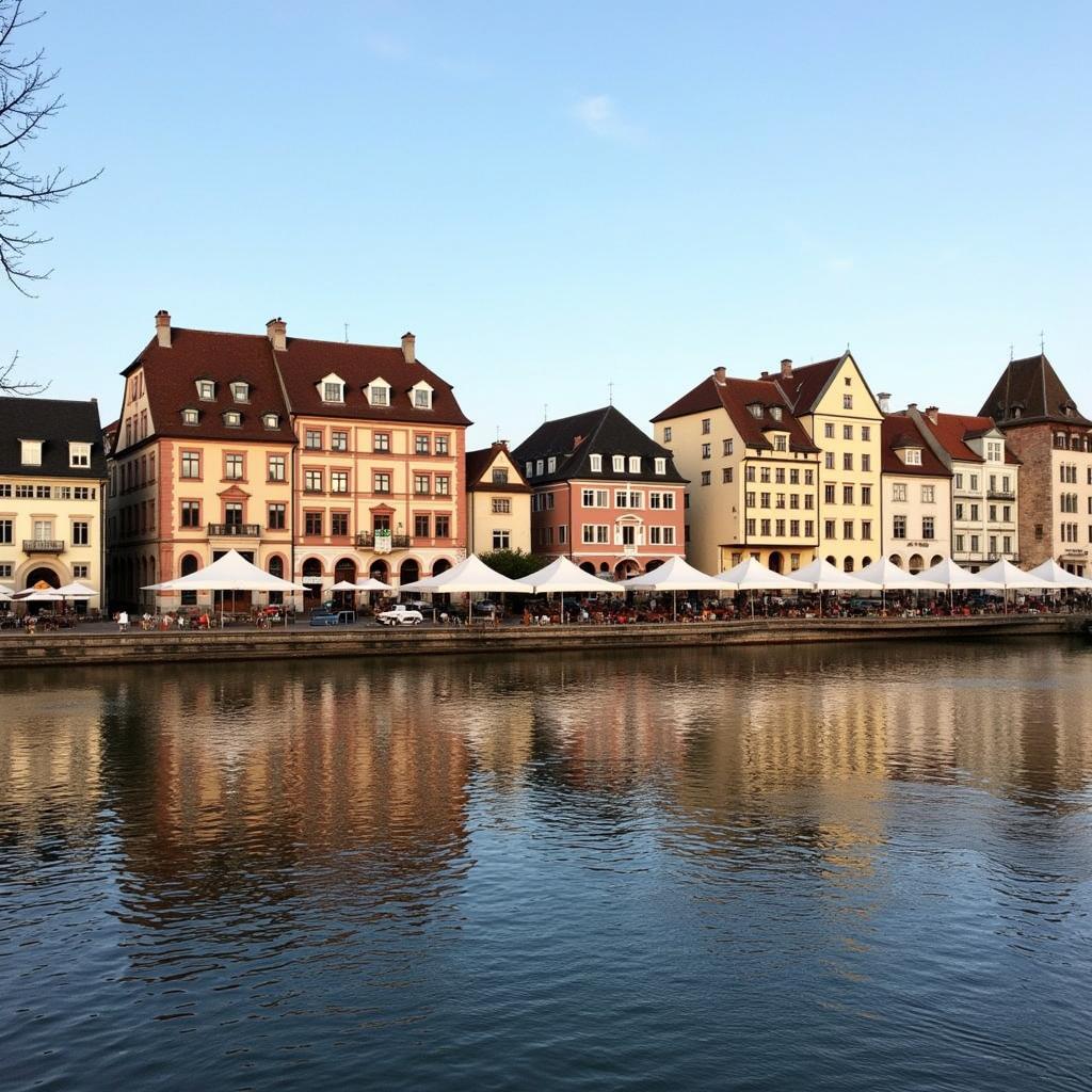 Historische Gebäude in Leverkusen-Rheindorf am Rheinufer