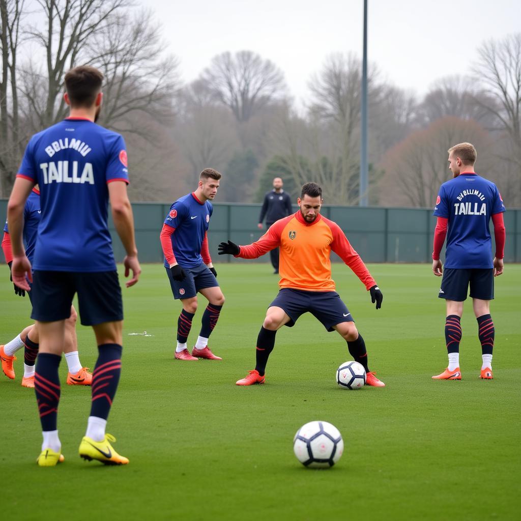 Bayer Leverkusen Spieler beim Elfmetertraining