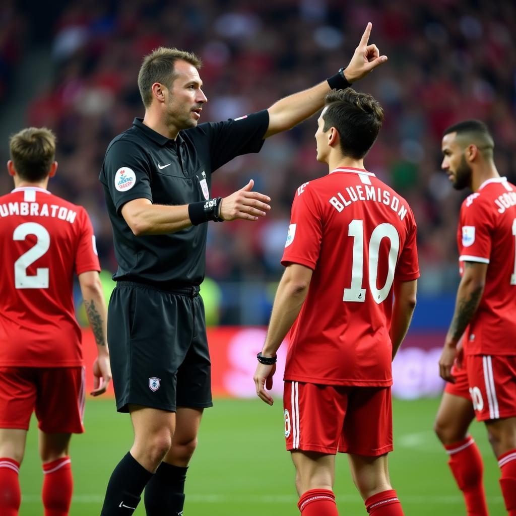 Entscheidende Szene: Schiedsrichter beim Leverkusen vs. Stuttgart Spiel.