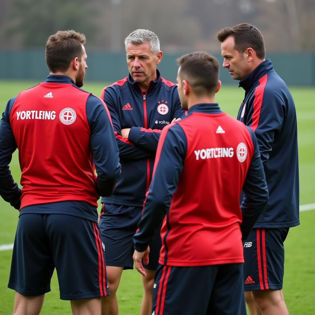 Taktische Besprechung während der Leverkusen Testspiele 2023