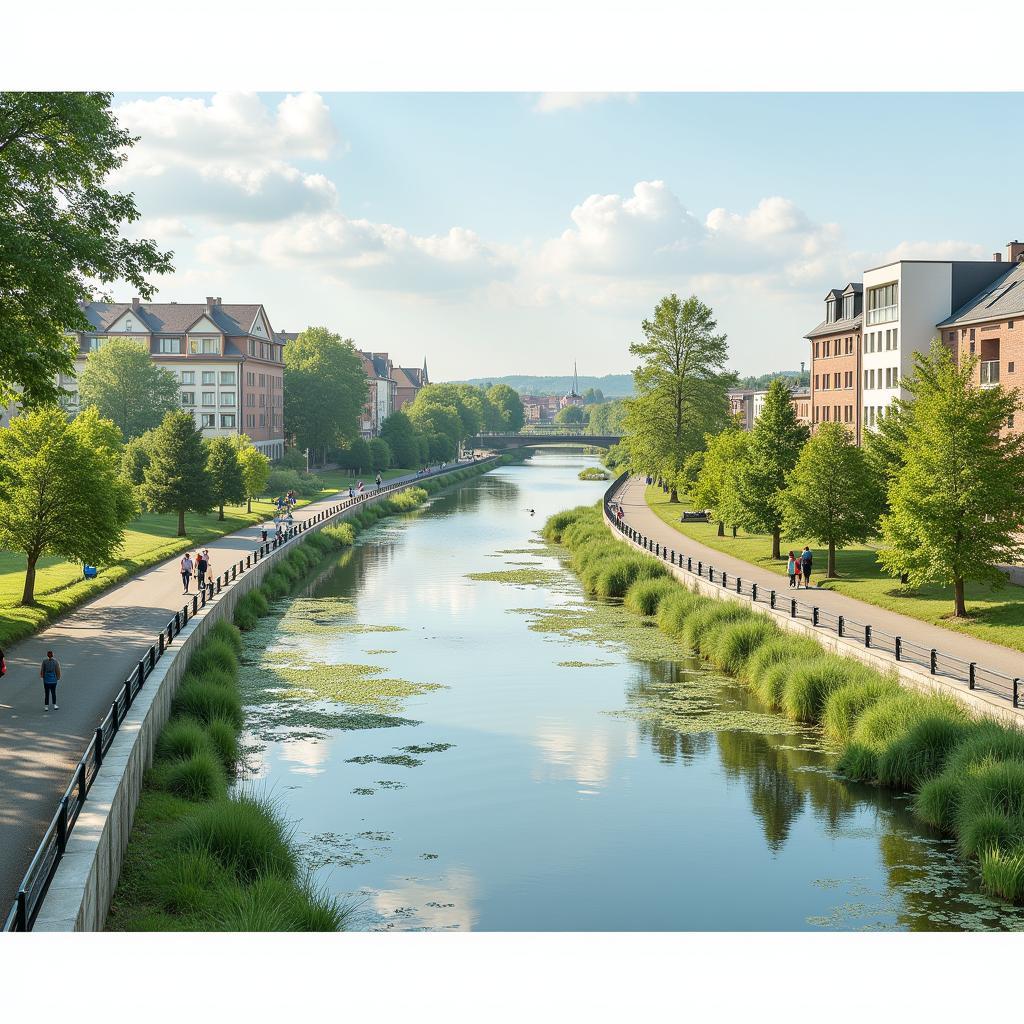 Nachhaltige Entwicklung am Leverkusen Fluss