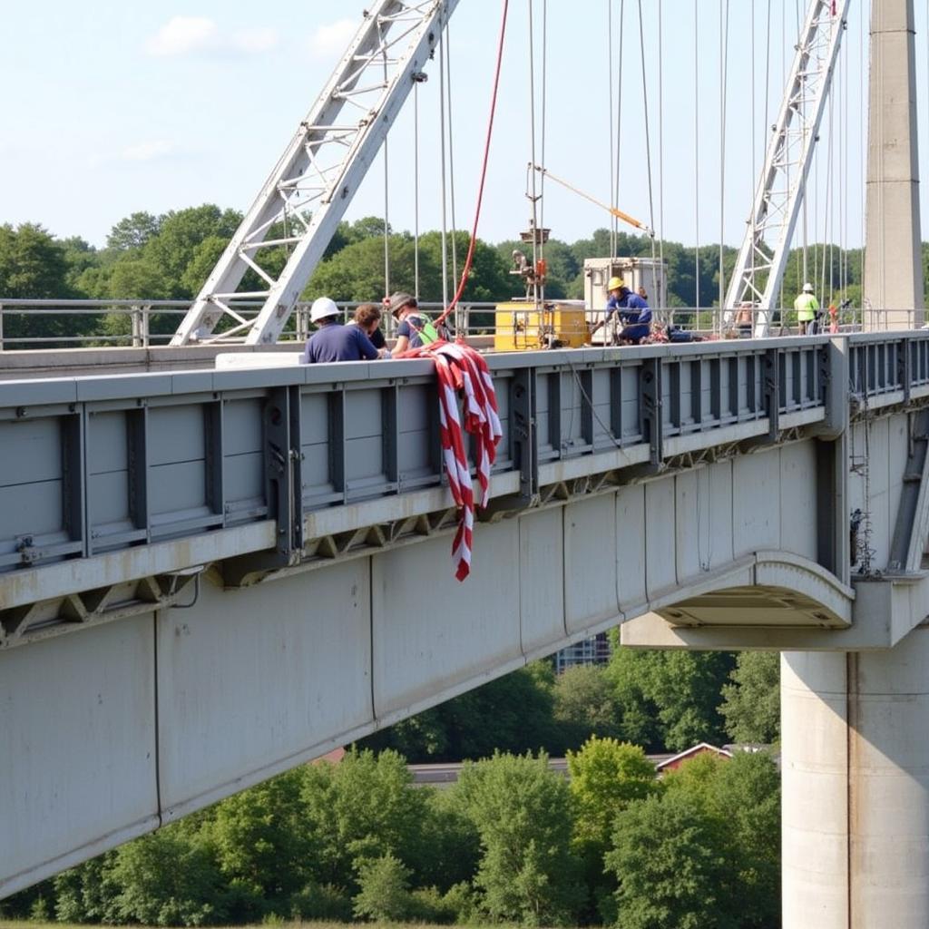 Reparaturarbeiten an der Leverkusener Brücke