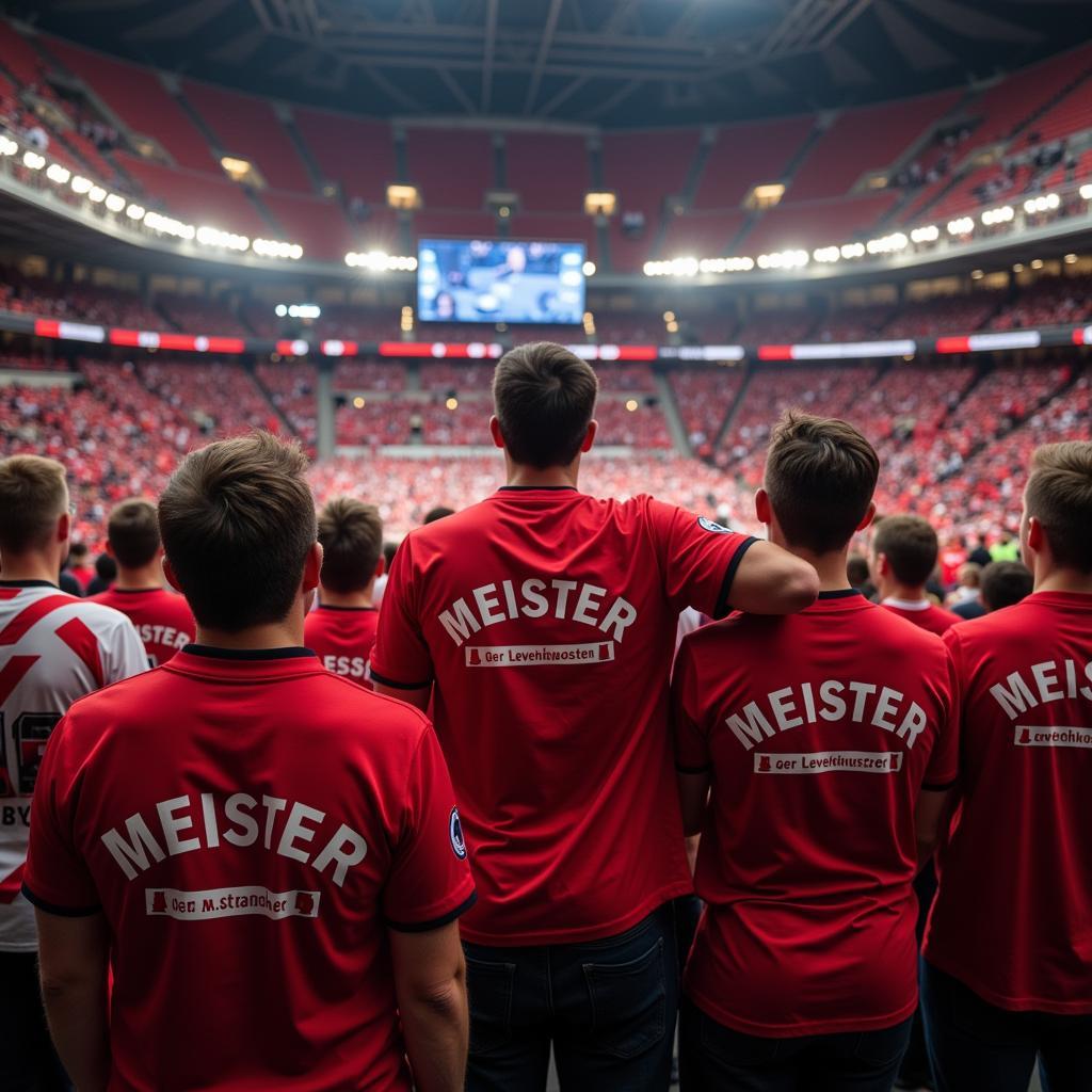 Fans im Stadion mit Meister T-Shirts