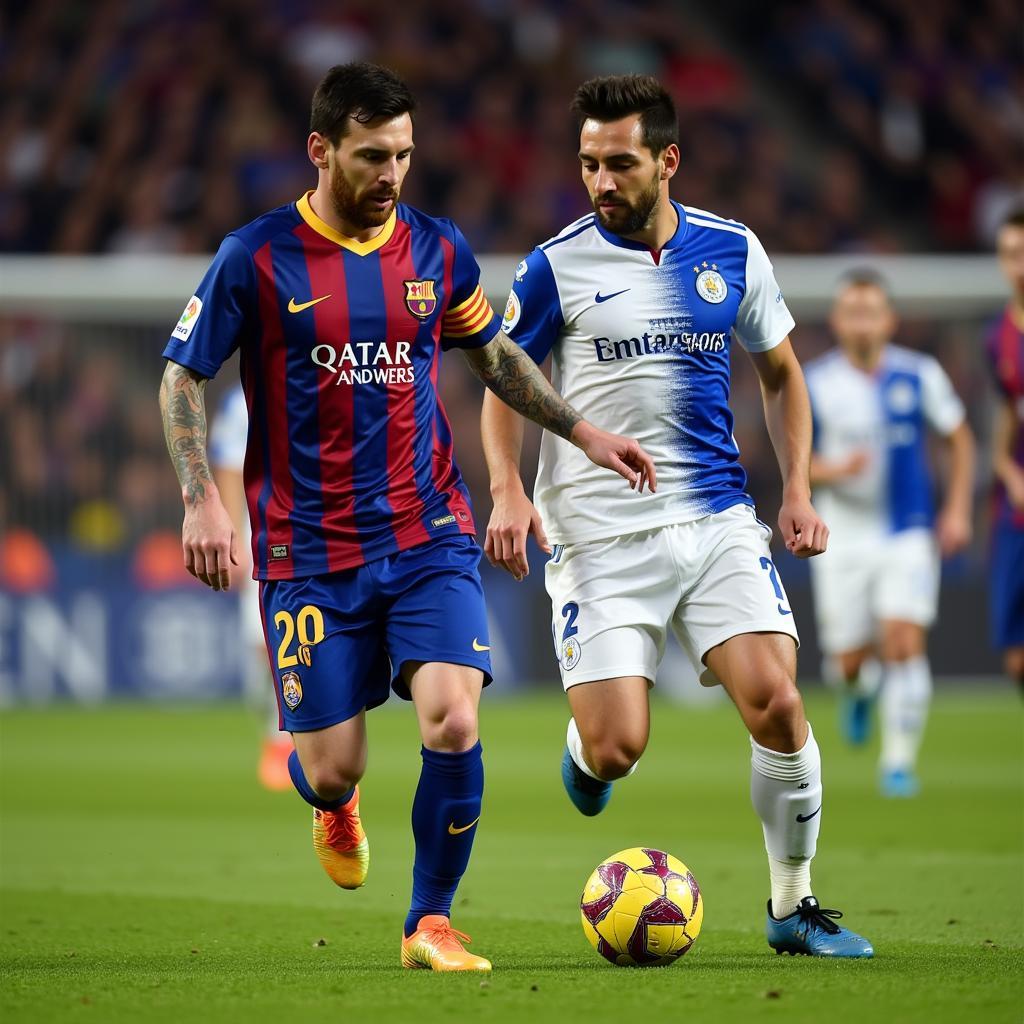 Lionel Messi im Achtelfinale der Champions League gegen Bayer Leverkusen.