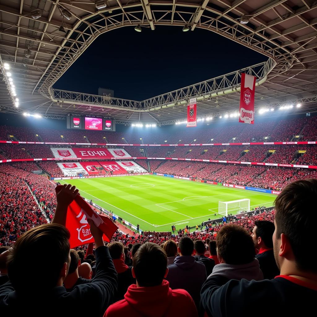 Fans von München und Leverkusen in der BayArena