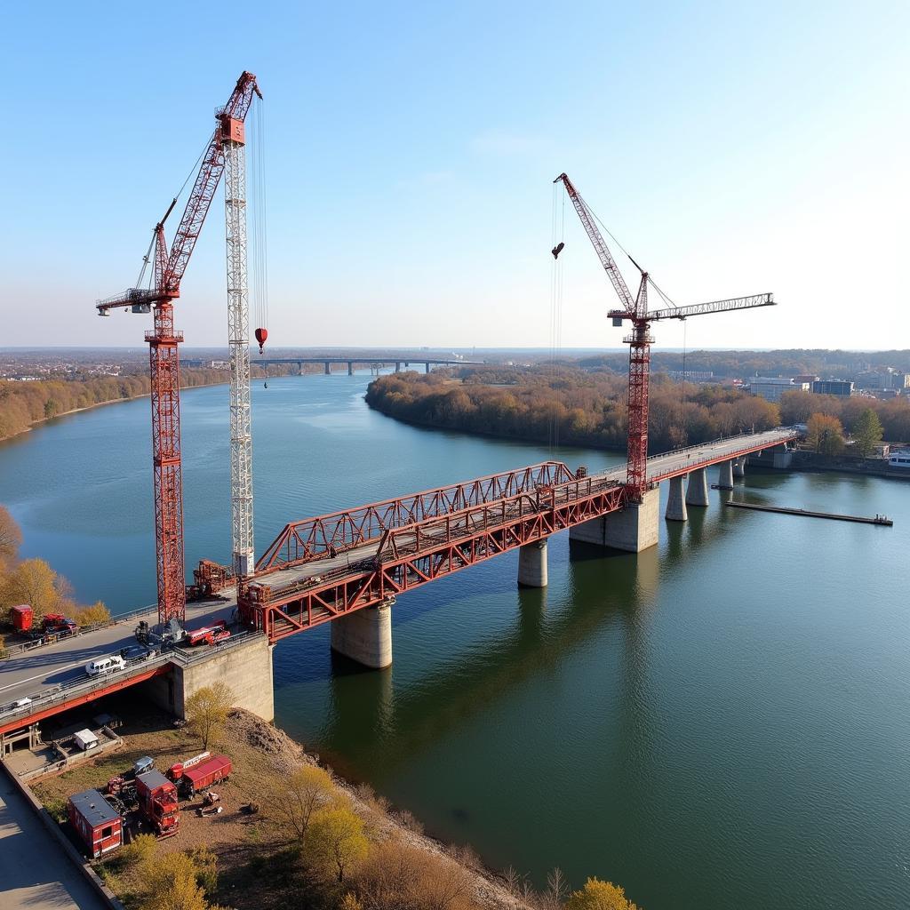 Konstruktion der neuen Bagger Brücke Leverkusen