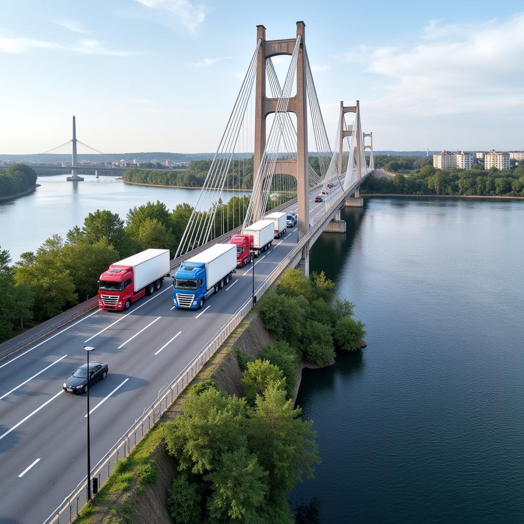 Verkehr fließt über die neue Leverkusener Rheinbrücke