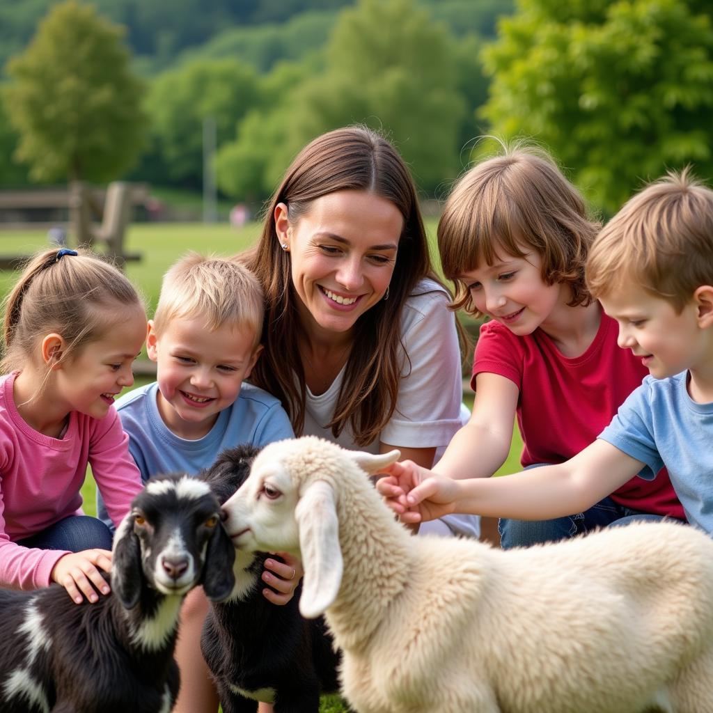 Besuch im Streichelzoo im Neuland-Park Leverkusen mit Kindern