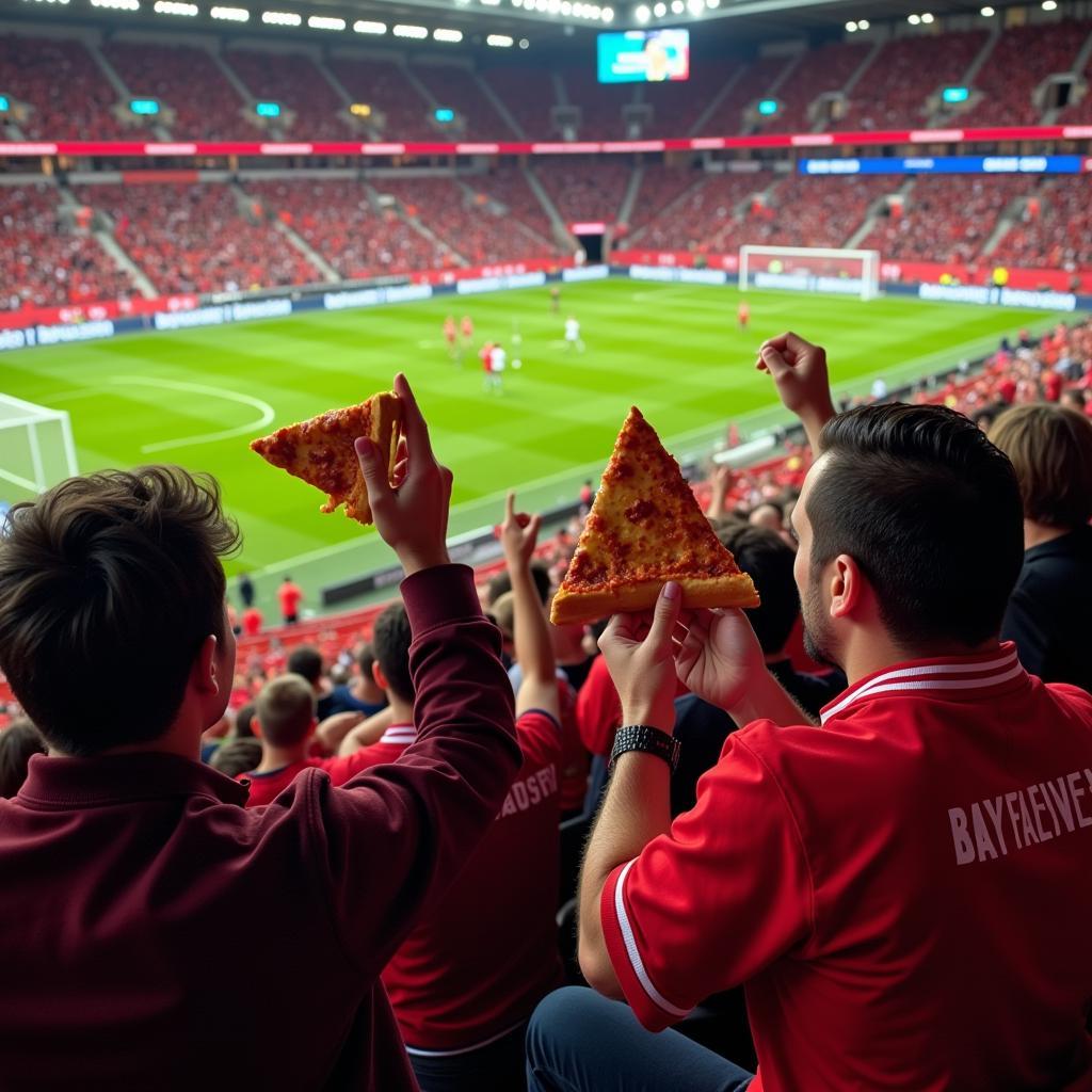 Pizza im Stadion Leverkusen