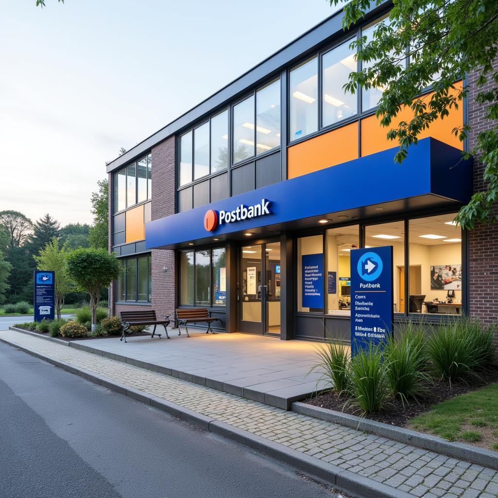 Aussenansicht der Postbank Filiale Leverkusen