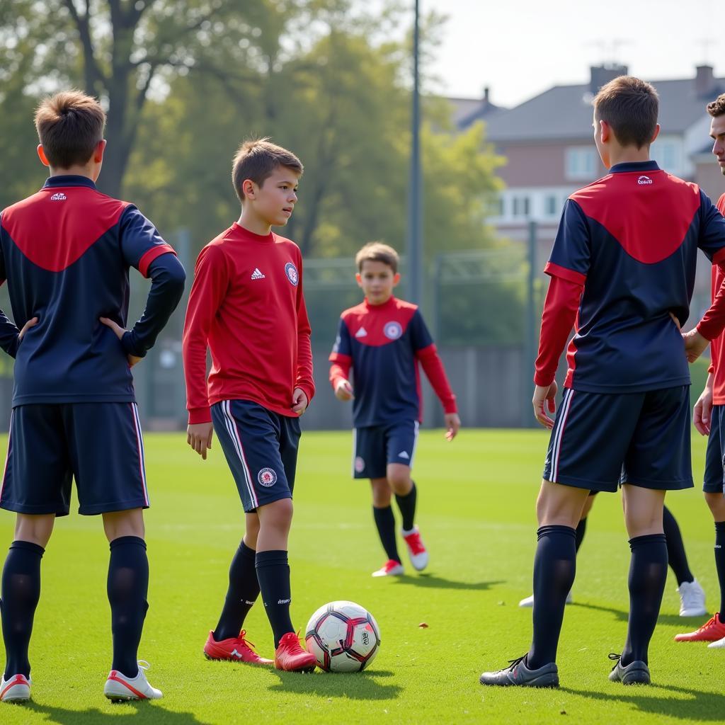 Jugendspieler beim Probetraining von Bayer 04 Leverkusen