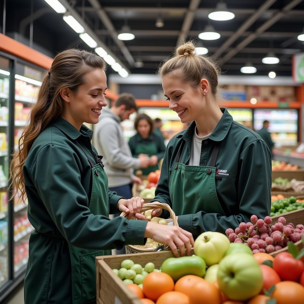 Teamwork bei einem Regalauffüller Minijob in Leverkusen