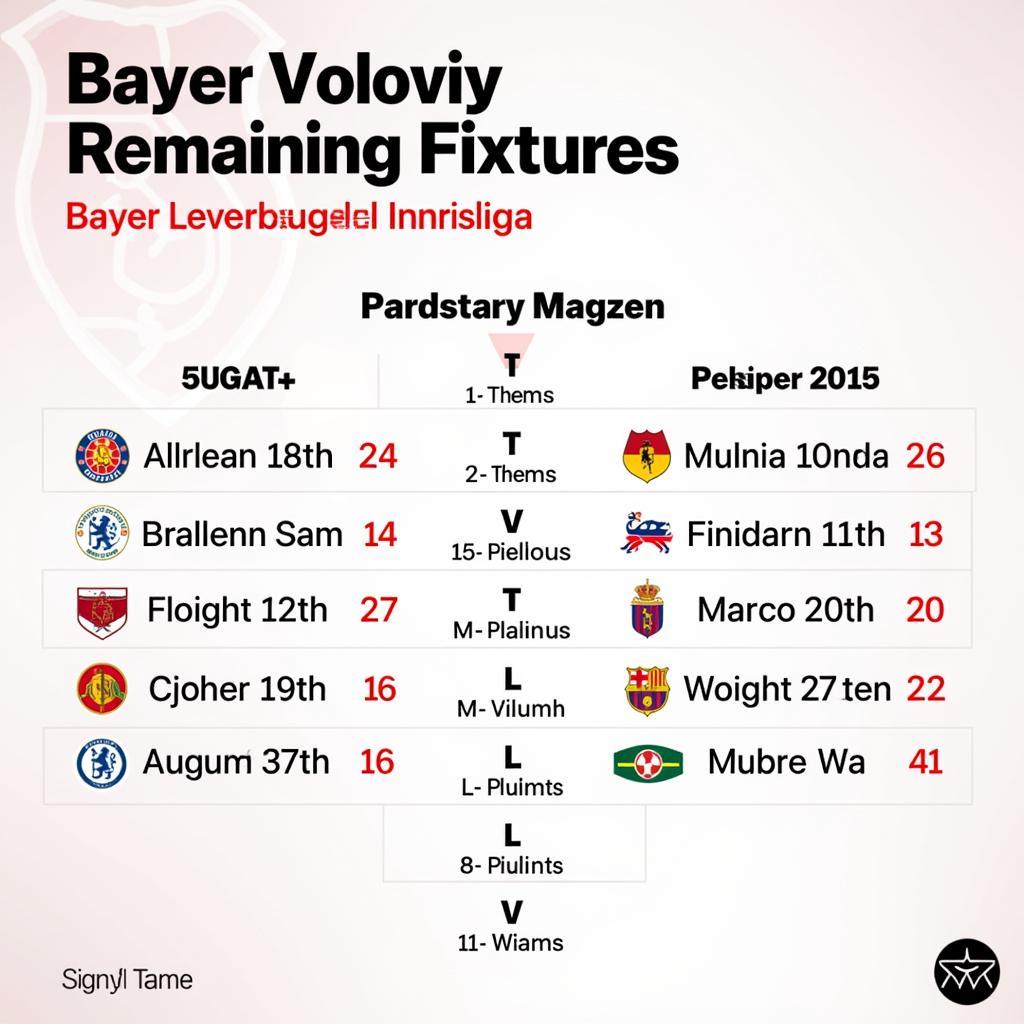 Restprogramm von Bayer 04 Leverkusen in der Bundesliga