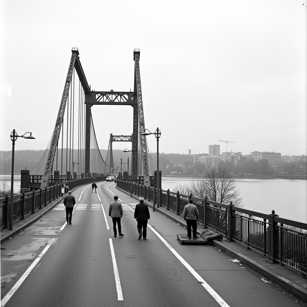 Historische Aufnahme der Rheinbrücke A1 Leverkusen