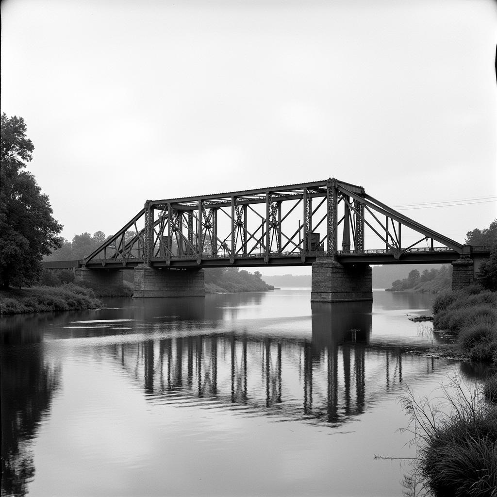 Historische Aufnahme der Rheinbrücke Leverkusen