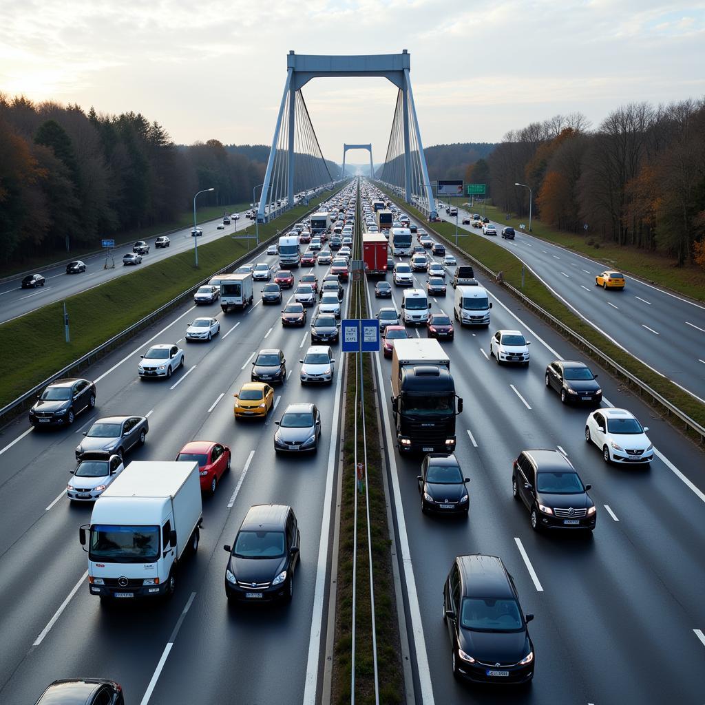 Verkehrschaos aufgrund der Sperrung der Rheinbrücke Leverkusen