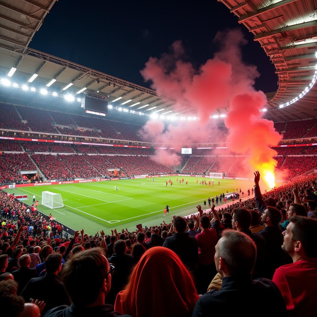 Rivalität zwischen Leverkusen- und Köln-Fans im Stadion