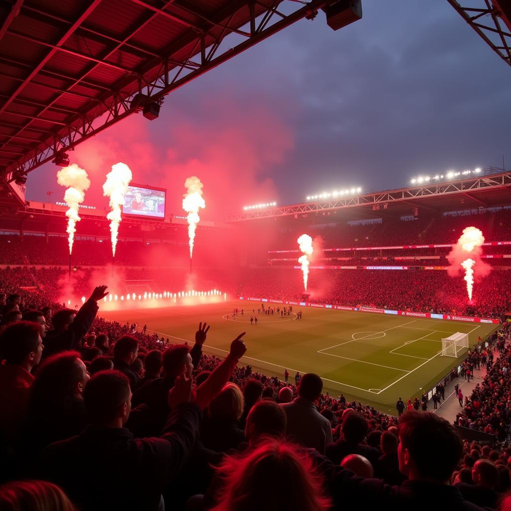 Die Fans von AS Roma und Bayer Leverkusen sorgen für eine atemberaubende Atmosphäre.