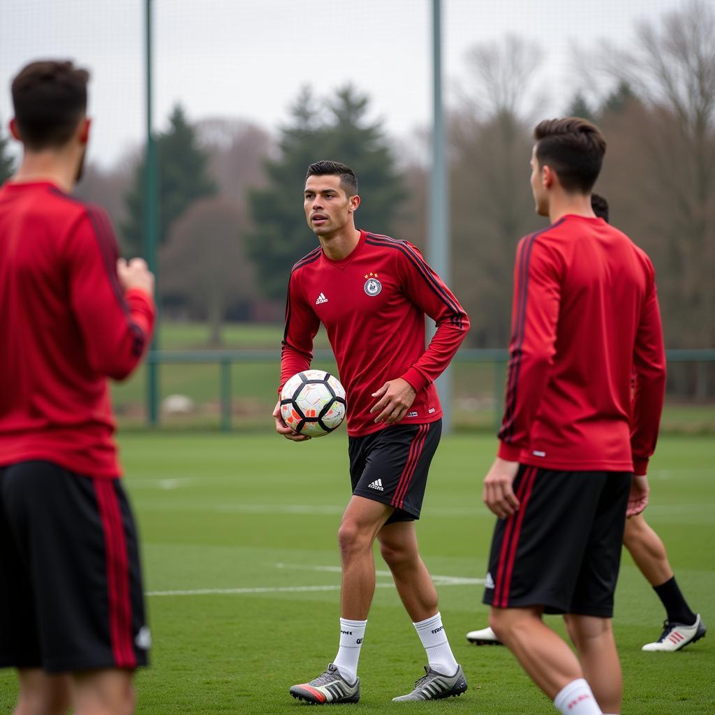 Cristiano Ronaldo trainiert mit der Mannschaft von Bayer Leverkusen.